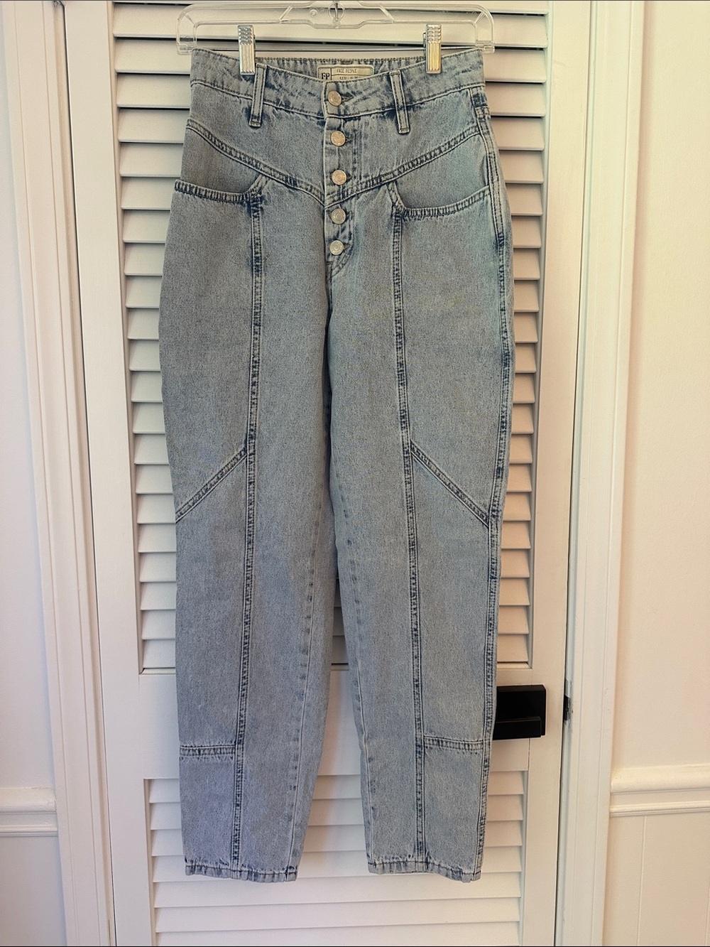 Free People High-Rise Light Blue Button-Fly Jeans